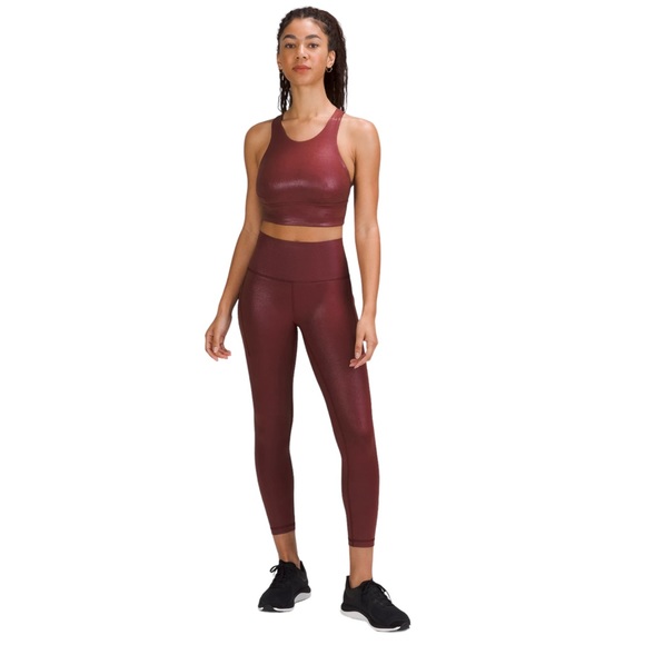 LULULEMON WUNDER TRAIN HIGH-RISE TIGHT WITH POCKETS 25" FOIL - RED MERLOT - Picture 4 of 10